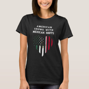Camiseta Norteamericano cultiva raíz mexicana con la bander