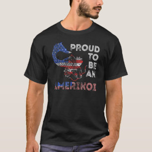 Camiseta Norteamericano Koi Fish Orgullo Estadounidense 4 D