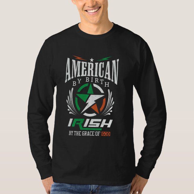 Camiseta Norteamericano Por Nacimiento Irlandés Por La Grac (Anverso)