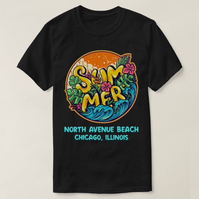Camiseta North Avenue Beach Chicago Illinois Summer Vacatio (Diseño del anverso)