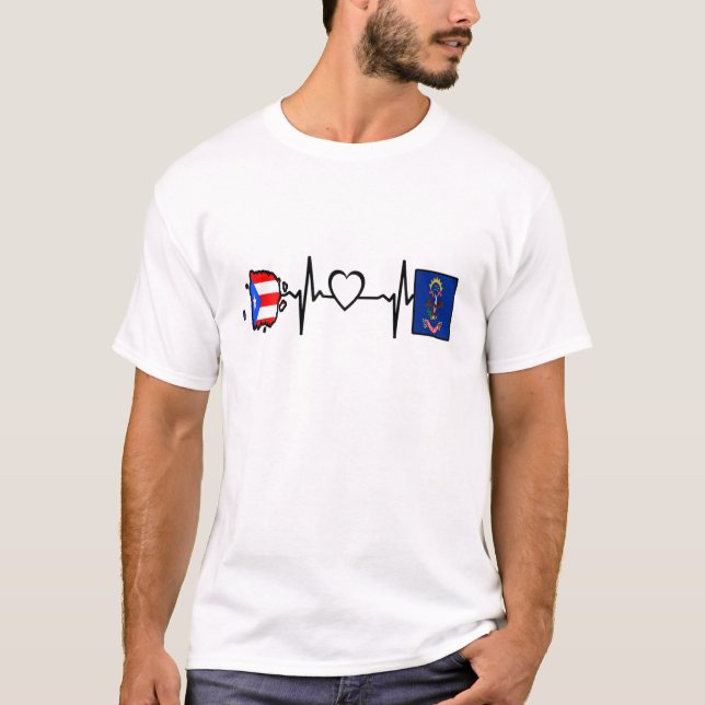 Camiseta North Dakota Puerto Rico Heartbeat Peurto Rican Fl (Anverso)