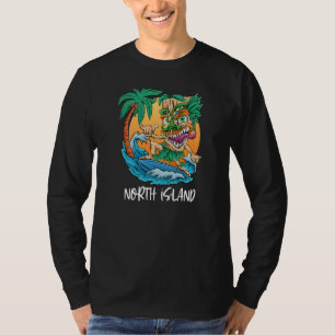 Camiseta North Island New Zealand Palm Tree Surfing Beach V
