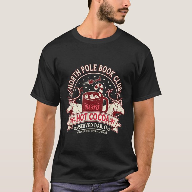 Camiseta North Le Book Club Hot Cocoa Reindeer Librarians C (Anverso)