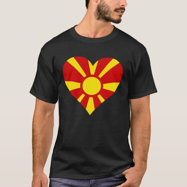 Camiseta North Macedonia Flag Heart Gifts Love North Macedo (Anverso)