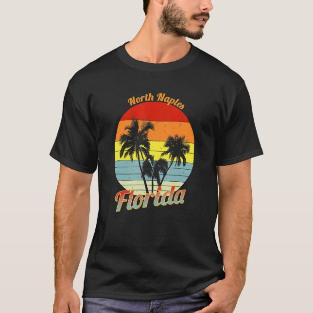 Camiseta North Nápoles Florida Retro Tropical Palm Trees Va (Anverso)