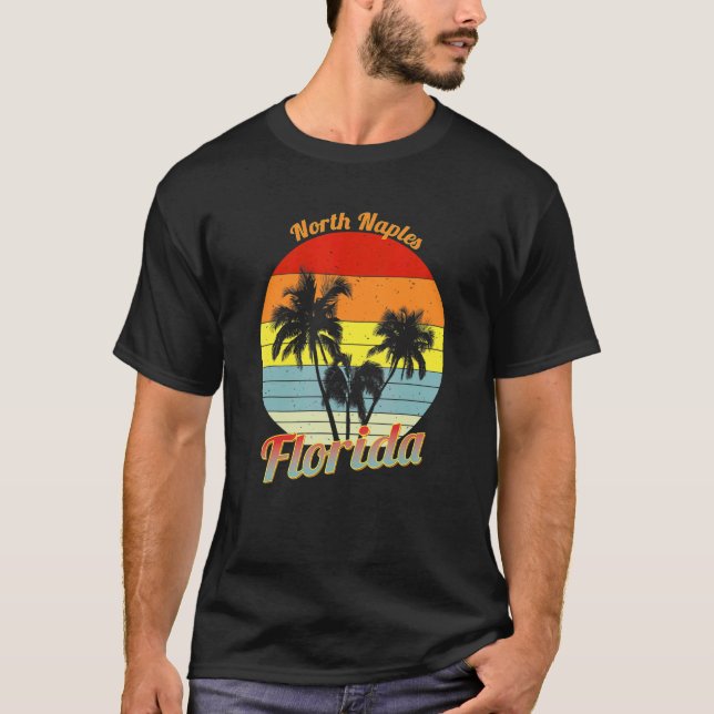 Camiseta North Nápoles Florida Retro Tropical Palm Trees Va (Anverso)