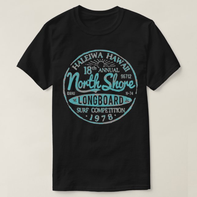 Camiseta North Shore Hawaii Long Board Surf (Diseño del anverso)