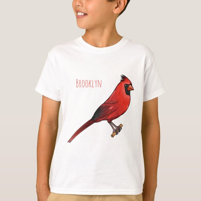 Camiseta Northern cardinal bird cartoon illustration  (Anverso)