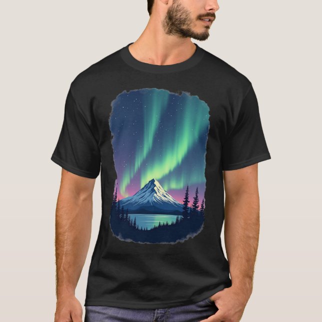 Camiseta Northern Lights Mountain Aurora Borealis (Anverso)