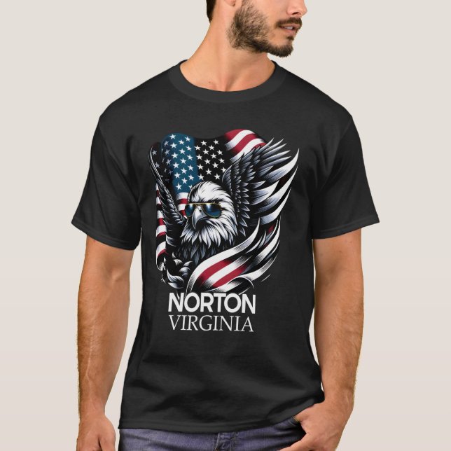 Camiseta Norton Virginia 4 De Julio Bandera Estadounidense  (Anverso)