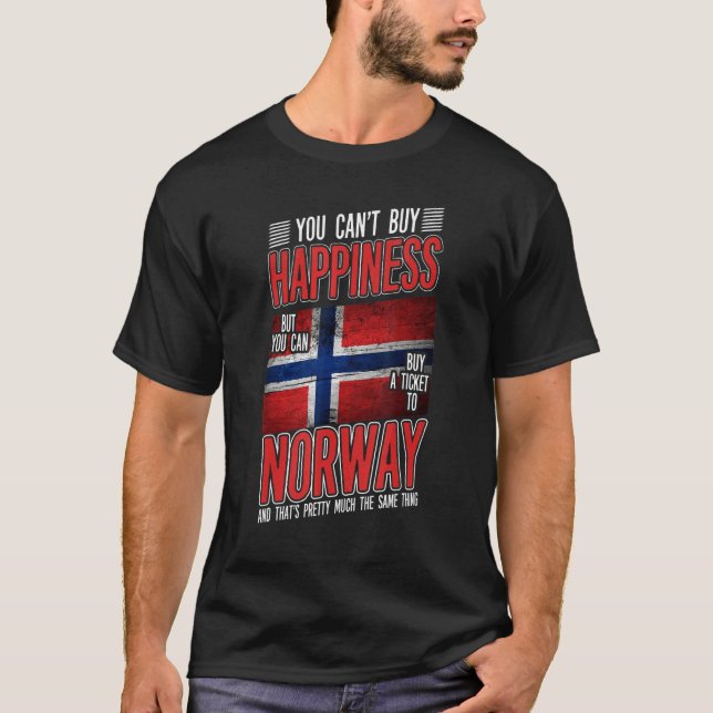 Camiseta Noruega es una frase de felicidad, bandera noruega (Anverso)
