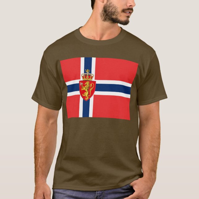 Camiseta Noruega, pabellón noruego, con escudo de armas/Ode (Anverso)
