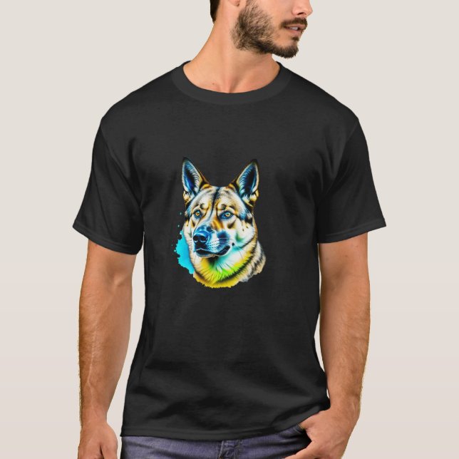 Camiseta Noruego Elkhound Pop Art I Dog Lover I Splash Ar (Anverso)