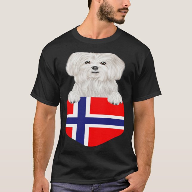 Camiseta Norway Flag Maltese Dog In Pocket (Anverso)