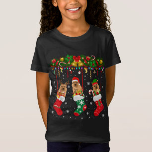 Camiseta Norwich Terrier In Sock Xmas Reindeer Santa ELF Do