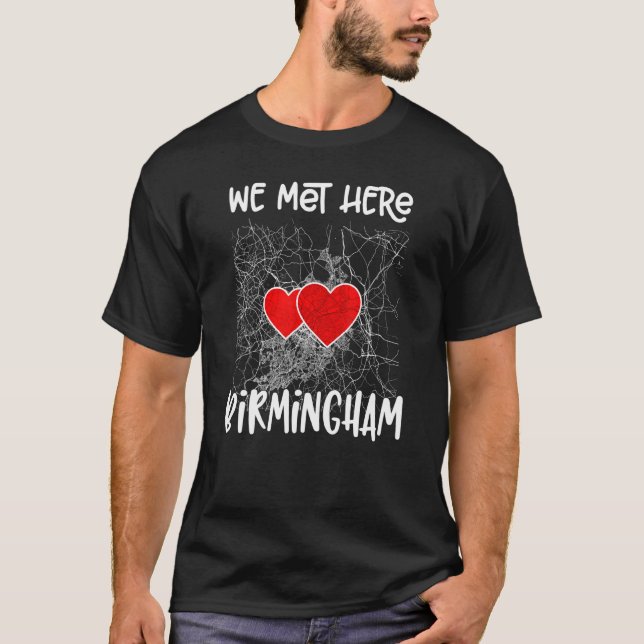 Camiseta Nos reunimos aquí Birmingham England Hearted Map (Anverso)