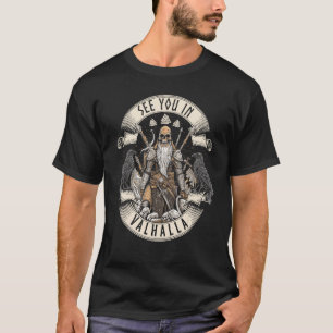 Camiseta Nos vemos en Valhalla Viking Warrior Skull Huginn