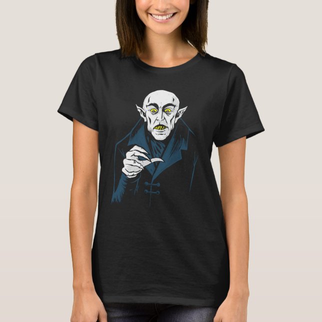 Camiseta Nosferatu Halloween Clásico de Terror de Vampire D (Anverso)