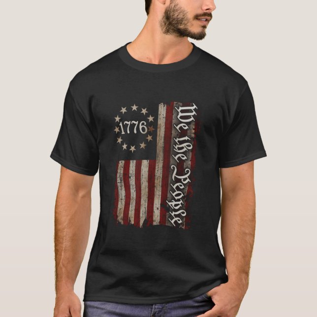Camiseta Nosotros, El Pueblo, Bandera Estadounidense 1776 4 (Anverso)