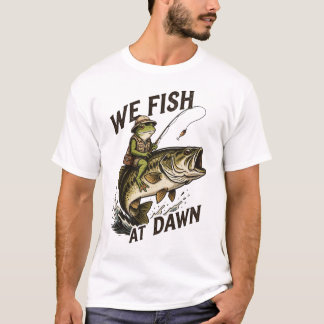 Camiseta Nosotros Pescamos Al Amanecer Arte De Rana Vintage