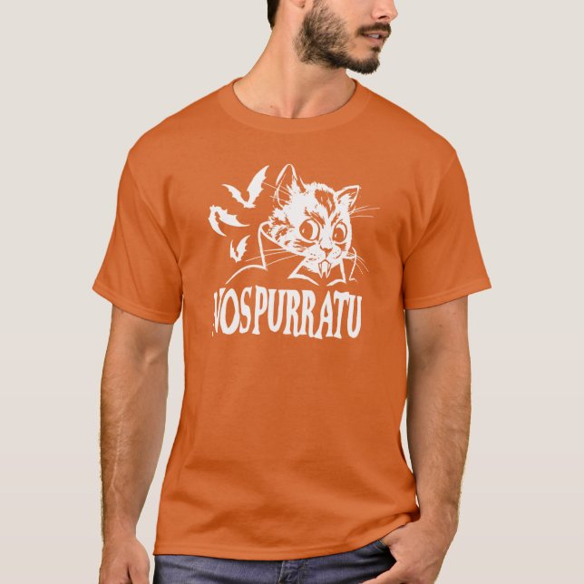 Camiseta NosPURRatu Kitty with fangs Vampire Cat and flying (Anverso)