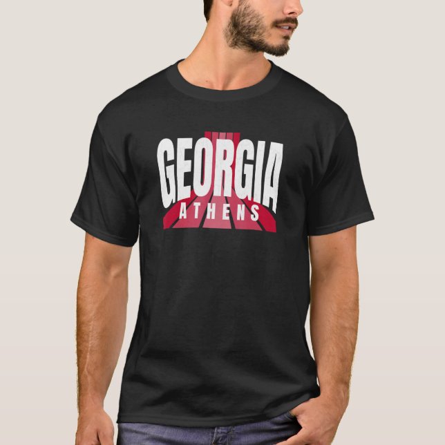 Camiseta Nostalgic Athens GA Red & Black Athens GA Striped  (Anverso)