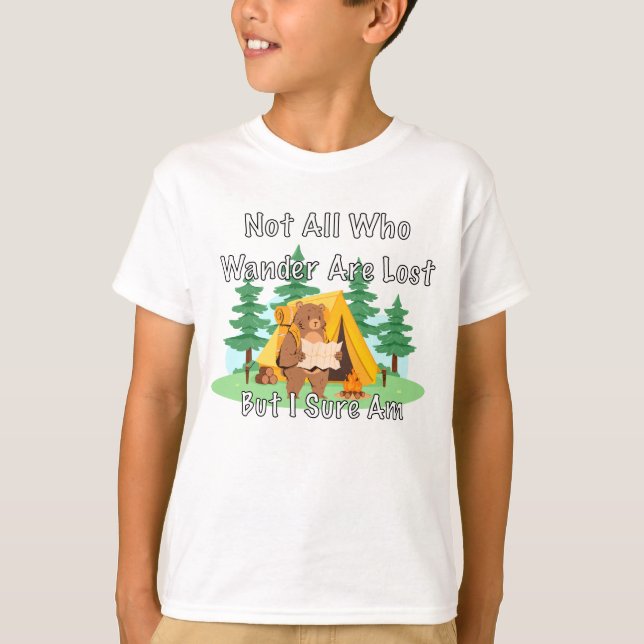 Camiseta "Not All Who Wander" Lost Cartoon Bear (Anverso)