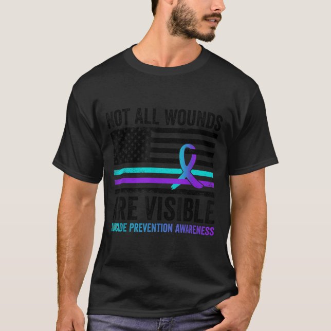 Camiseta Not All Wounds Are Visible American Flag Suicide P (Anverso)