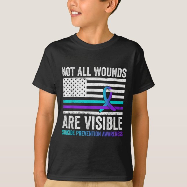 Camiseta Not All Wounds Are Visible American Flag Suicide P (Anverso)