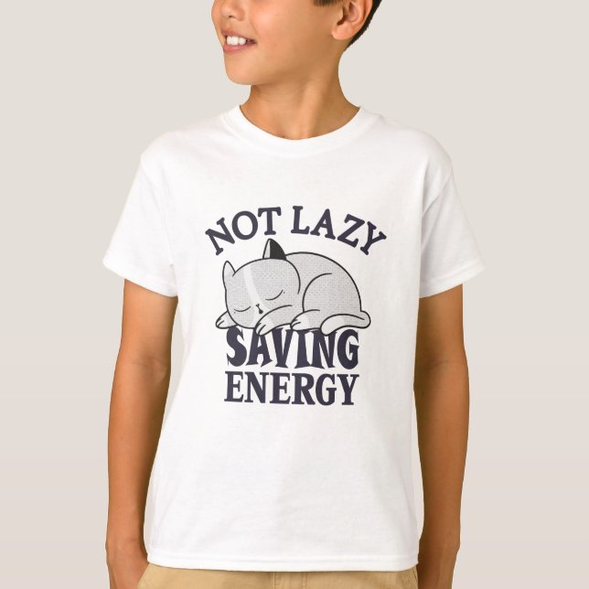 Camiseta Not lazy, Saving Energy Cat (Anverso)
