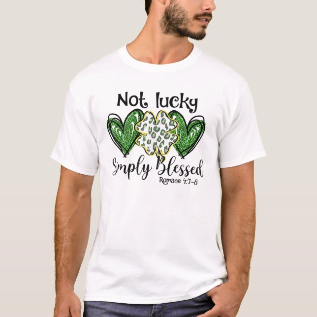 Camiseta Not Lucky Just Blessed Leopard Shamrock St Patrick (Anverso)