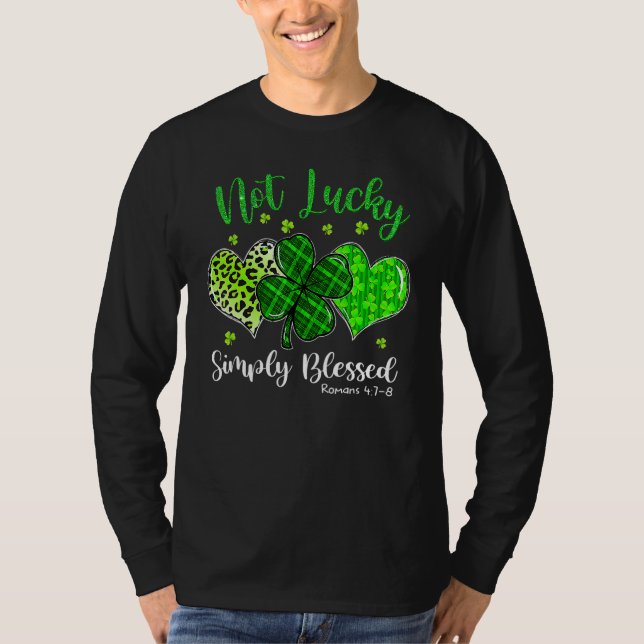 Camiseta Not Lucky Simply Blessed Christian Shamrock St Pat (Anverso)