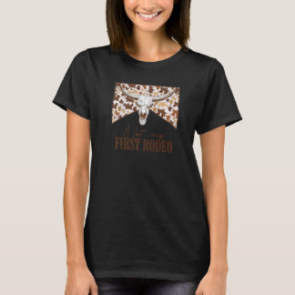 Camiseta Not My First Rodeo Leopard Bull Skull Western Coun