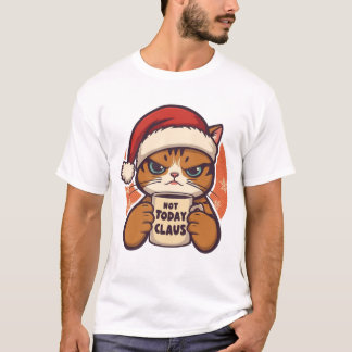 Camiseta  Not Today Claus – Funny Grumpy Christmas Cat