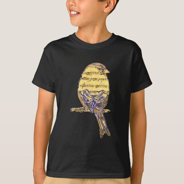 Camiseta Nota de música Bird Art (Anverso)
