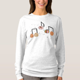 Camiseta Nota de música de calabaza Maestra de música Hallo