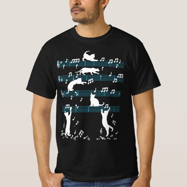 Camiseta Nota de música de juego gato kitty (Anverso)