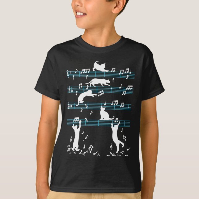 Camiseta Nota de música de juego gato kitty (Anverso)