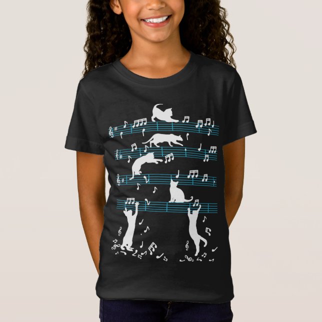Camiseta Nota de música de juego gato kitty (Anverso)