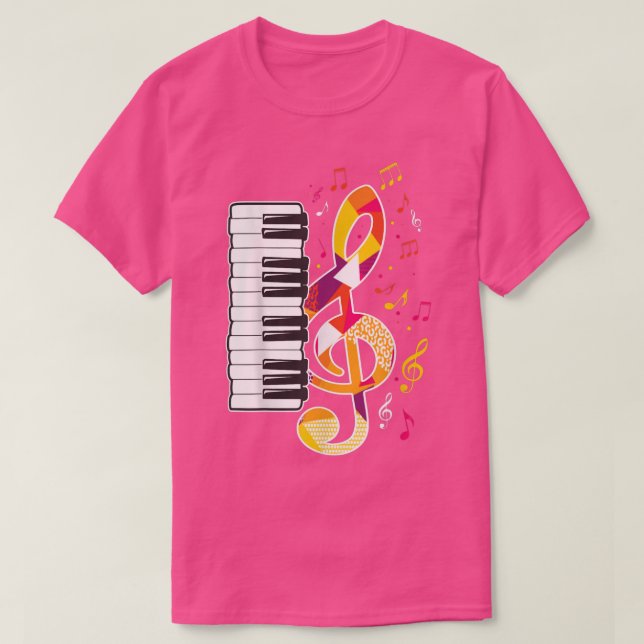 Camiseta Nota de música de piano Claves de piano Reproducci (Diseño del anverso)