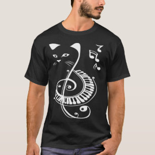 Camiseta Nota de Música de Piano de Gato