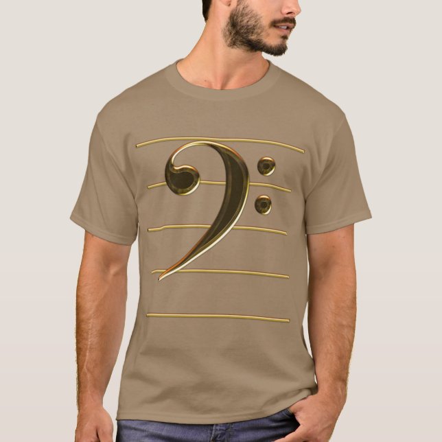 Camiseta Nota de música Gold Bass Clef (Anverso)