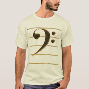 Camiseta Nota de música Gold Bass Clef