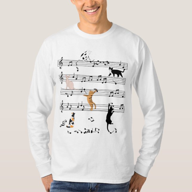 Camiseta Nota de reproducción de gato Música, Regalo de gat (Anverso)