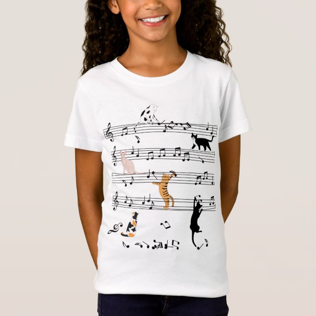 Camiseta Nota de reproducción de gato Música, Regalo de gat (Anverso)