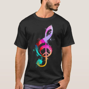 Camiseta Nota musical de Guay G Clef Signo de paz hippie 60
