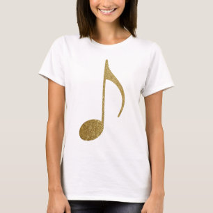 Camiseta nota musical dorada
