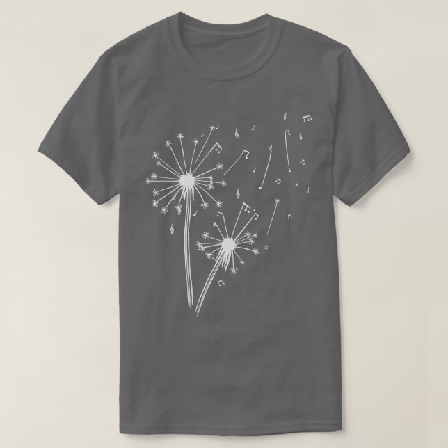 Camiseta Nota musical Minimalista Dandelion Black and White (Diseño del anverso)
