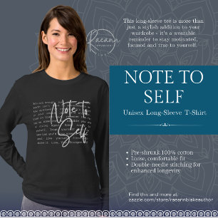 Camiseta "Nota para uno mismo" Inspirador Manga Larga Unise