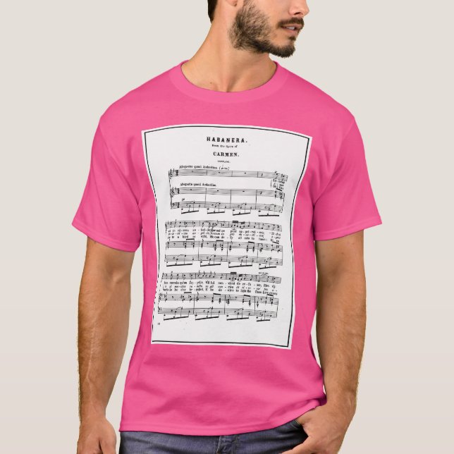 Camiseta Notación de música de hojas de Carmen Habanera (Anverso)